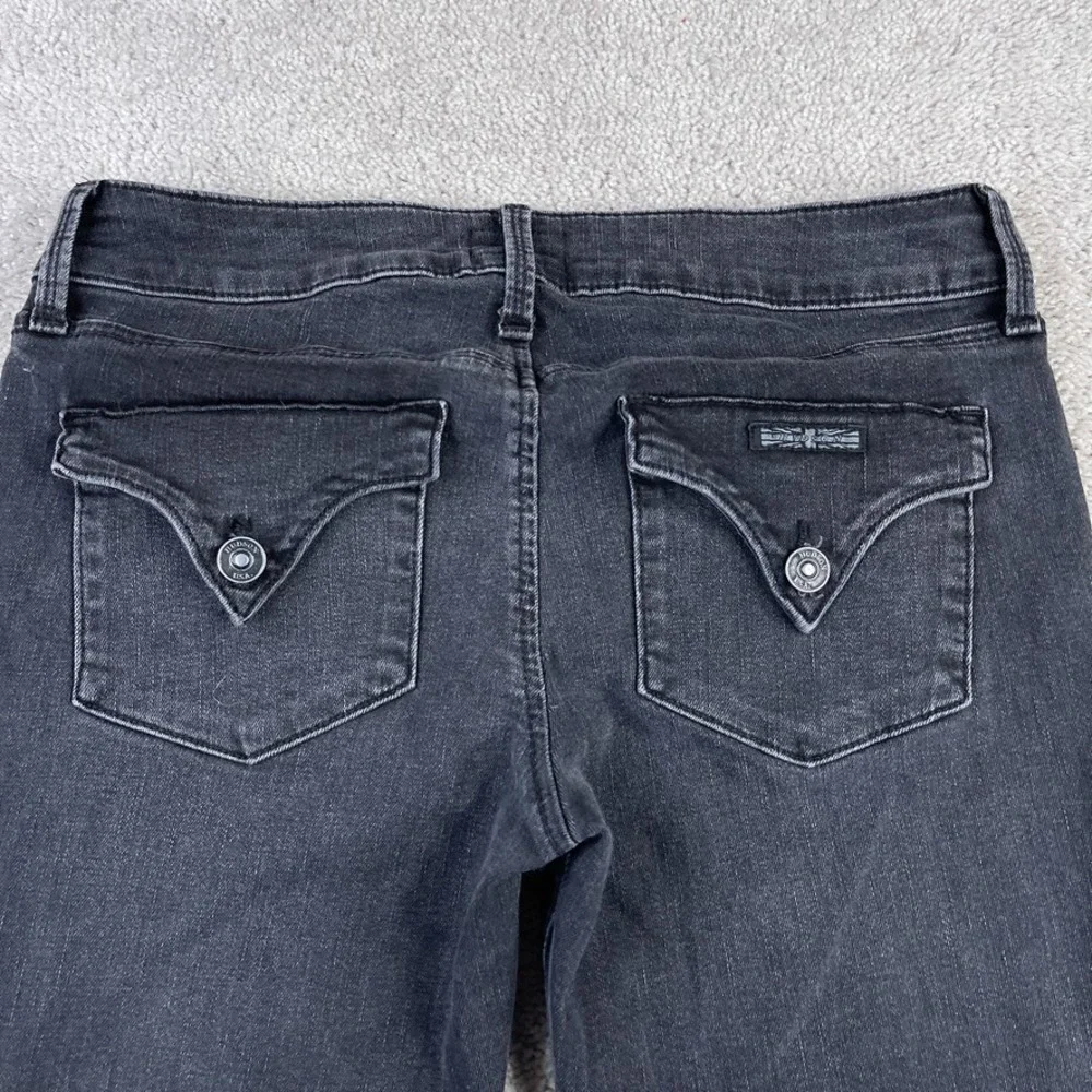 Hudson Jeans Womens 29 Black Collin Flare‎ Low Rise Distressed Denim Fray Hems
